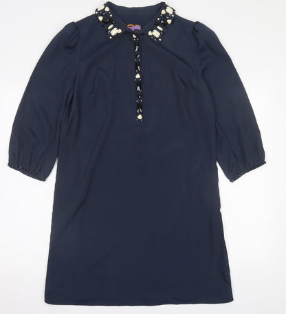 NEXT Womens Blue  Polyester A-Line  Size 12  Collared Button