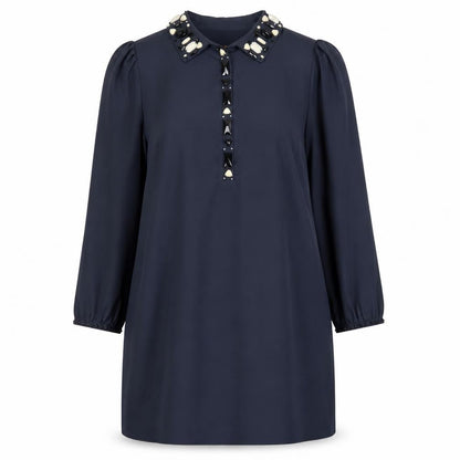 NEXT Womens Blue  Polyester A-Line  Size 12  Collared Button