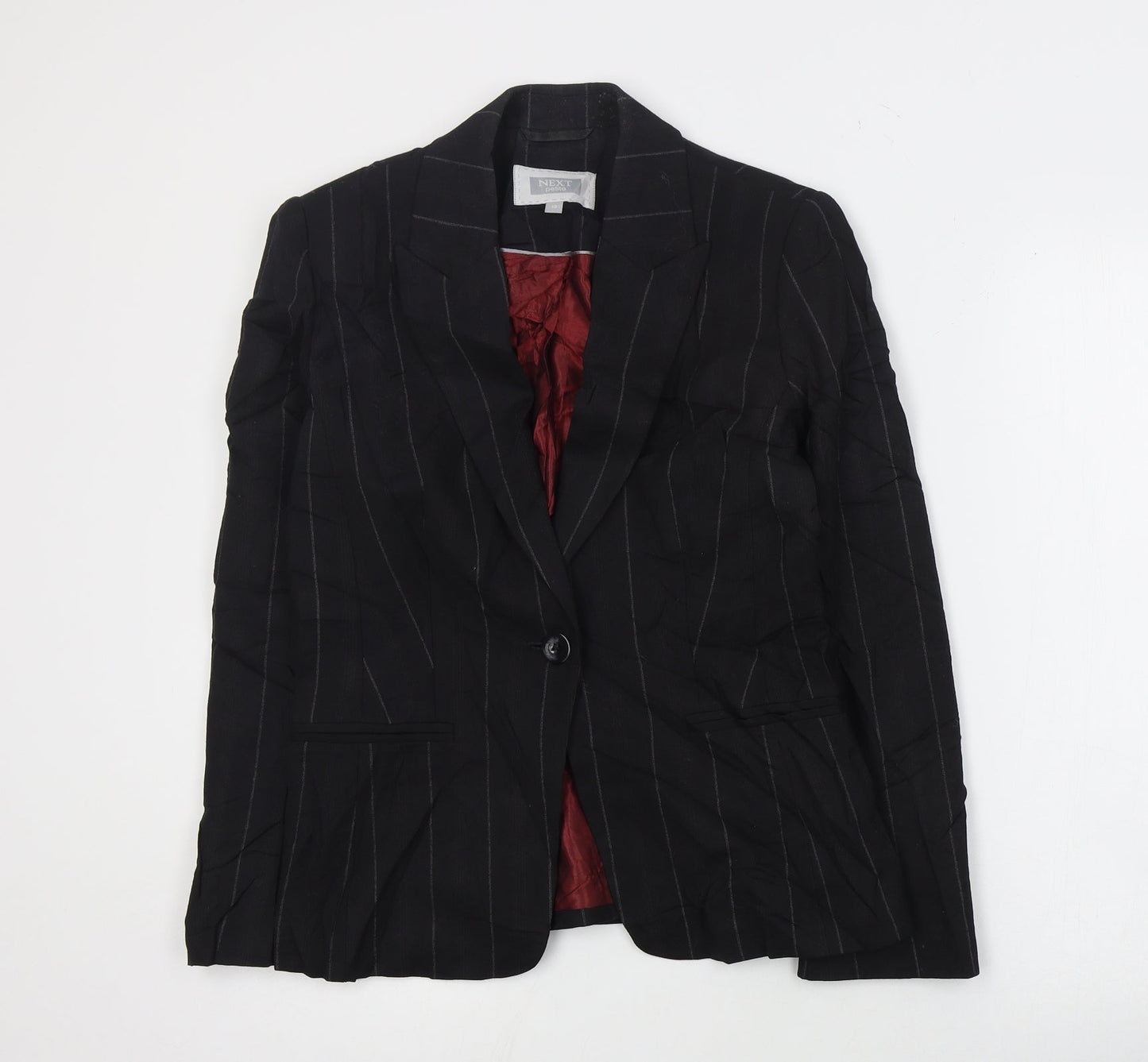 NEXT  Womens Black Striped Wool Jacket Suit Jacket Size 10