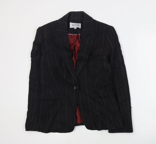 NEXT  Womens Black Striped Wool Jacket Suit Jacket Size 10