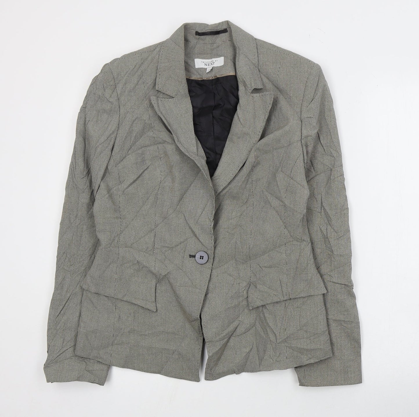 NEXT Womens Black Houndstooth Polyester Jacket Suit Jacket Size 12