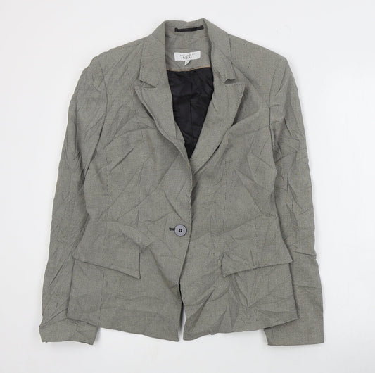 NEXT Womens Black Houndstooth Polyester Jacket Suit Jacket Size 12