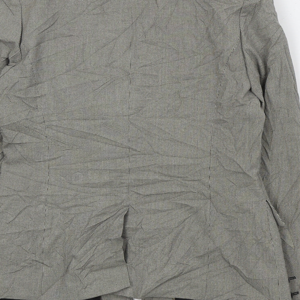 NEXT Womens Black Houndstooth Polyester Jacket Suit Jacket Size 12