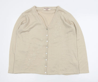 Womens UK Size L EWM Beige Cardigan Jumper