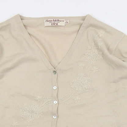 Womens UK Size L EWM Beige Cardigan Jumper