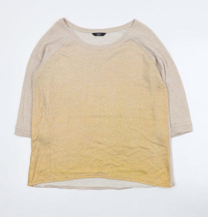 F&F Womens Beige Round Neck  Polyester Pullover Jumper Size 16