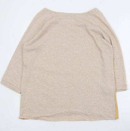 F&F Womens Beige Round Neck  Polyester Pullover Jumper Size 16
