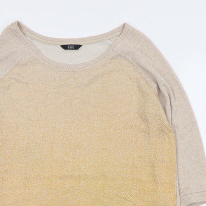 F&F Womens Beige Round Neck  Polyester Pullover Jumper Size 16