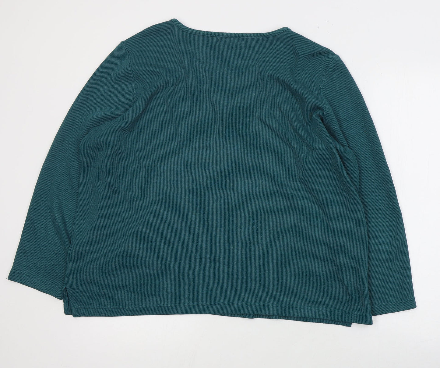 Bonmarchr Womens Green Round Neck  Polyester Henley Jumper Size L