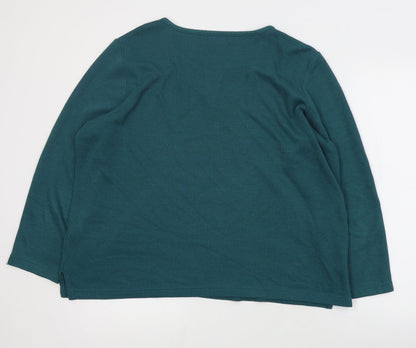 Bonmarchr Womens Green Round Neck  Polyester Henley Jumper Size L