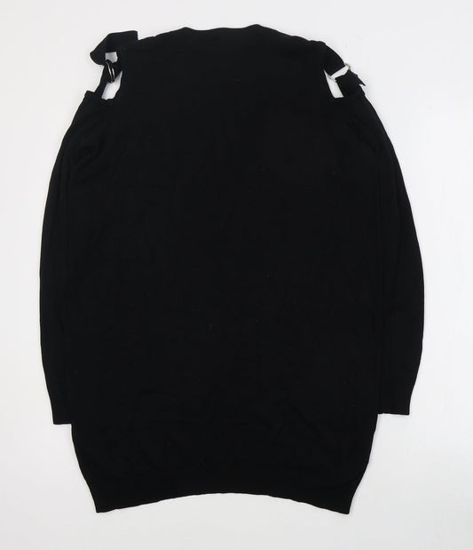 Anthology Womens Black Round Neck  Cotton Pullover Jumper Size 12