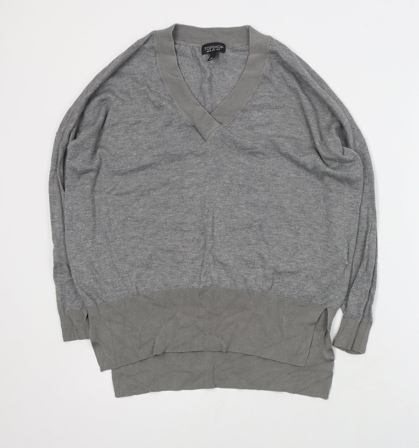 Womens UK Size 8 Topshop Grey Henley Jumper