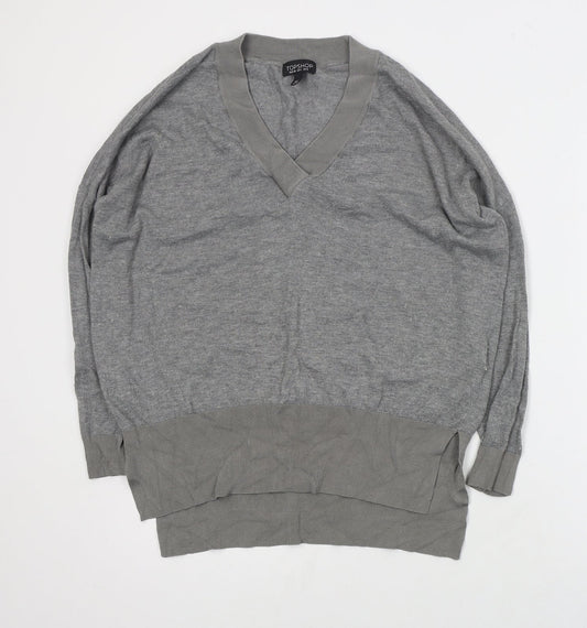 Womens UK Size 8 Topshop Grey Henley Jumper