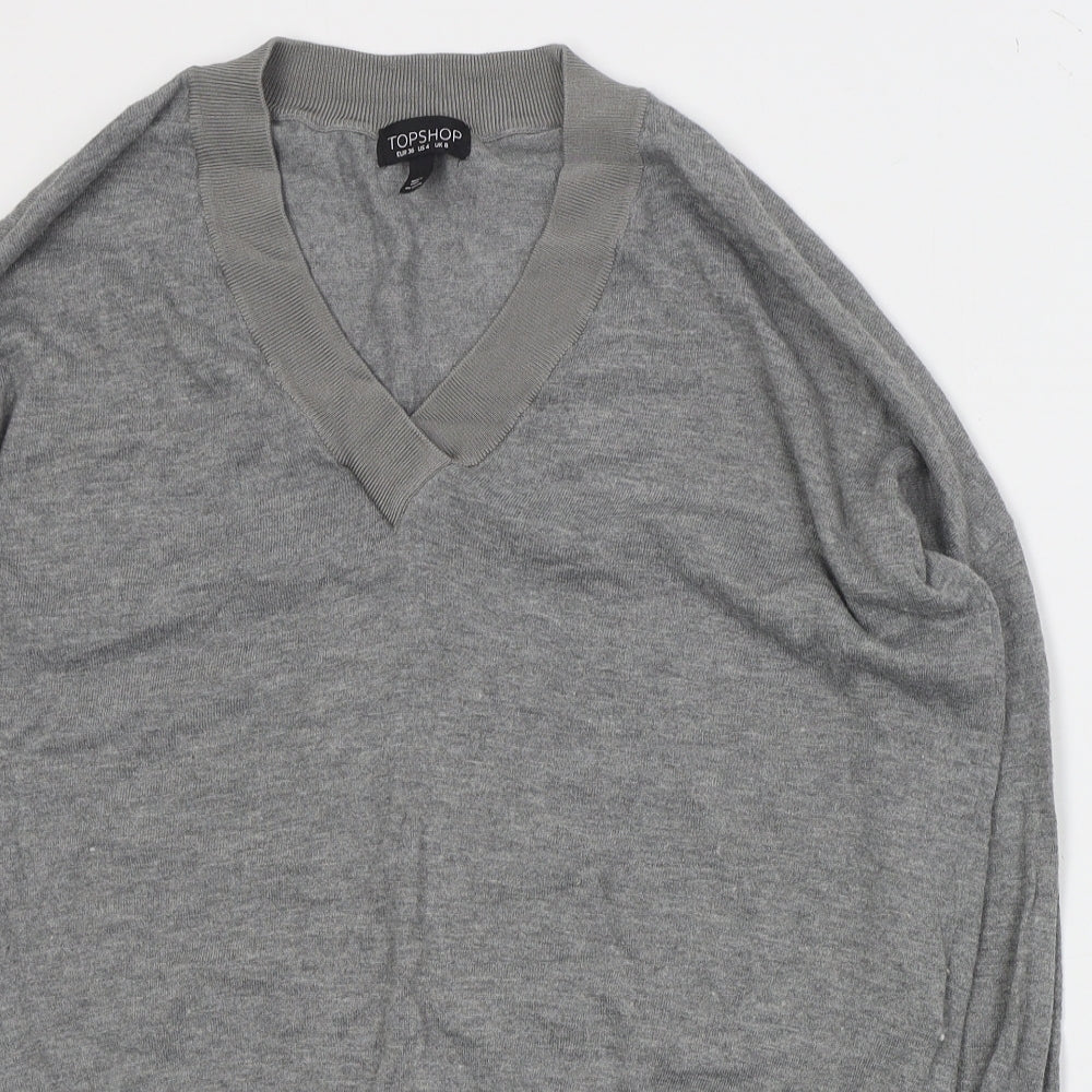 Womens UK Size 8 Topshop Grey Henley Jumper