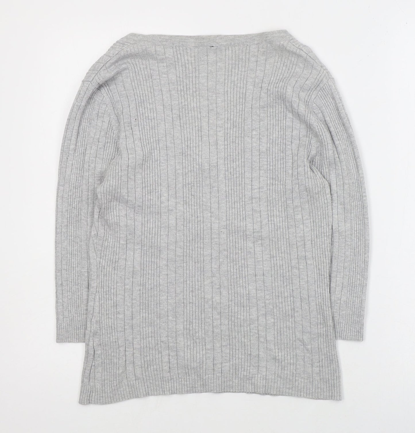 Bay Womens Grey V-Neck  Viscose Pullover Jumper Size 16