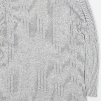 Bay Womens Grey V-Neck  Viscose Pullover Jumper Size 16