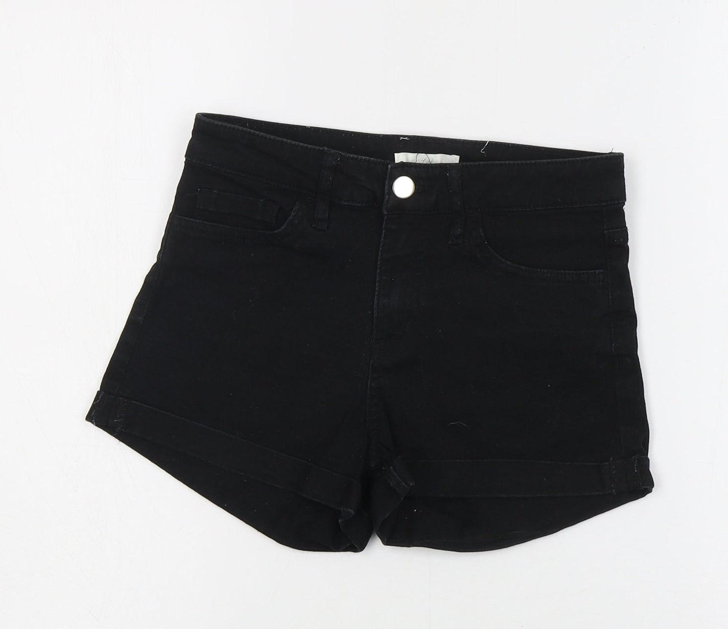 H&M Womens Black  Cotton Cut-Off Shorts Size 4  Regular Zip