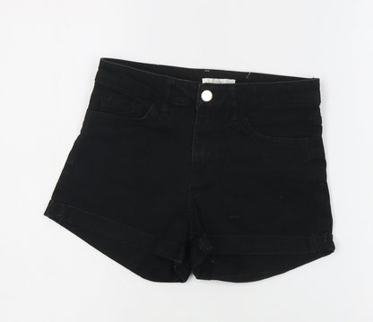H&M Womens Black  Cotton Cut-Off Shorts Size 4  Regular Zip