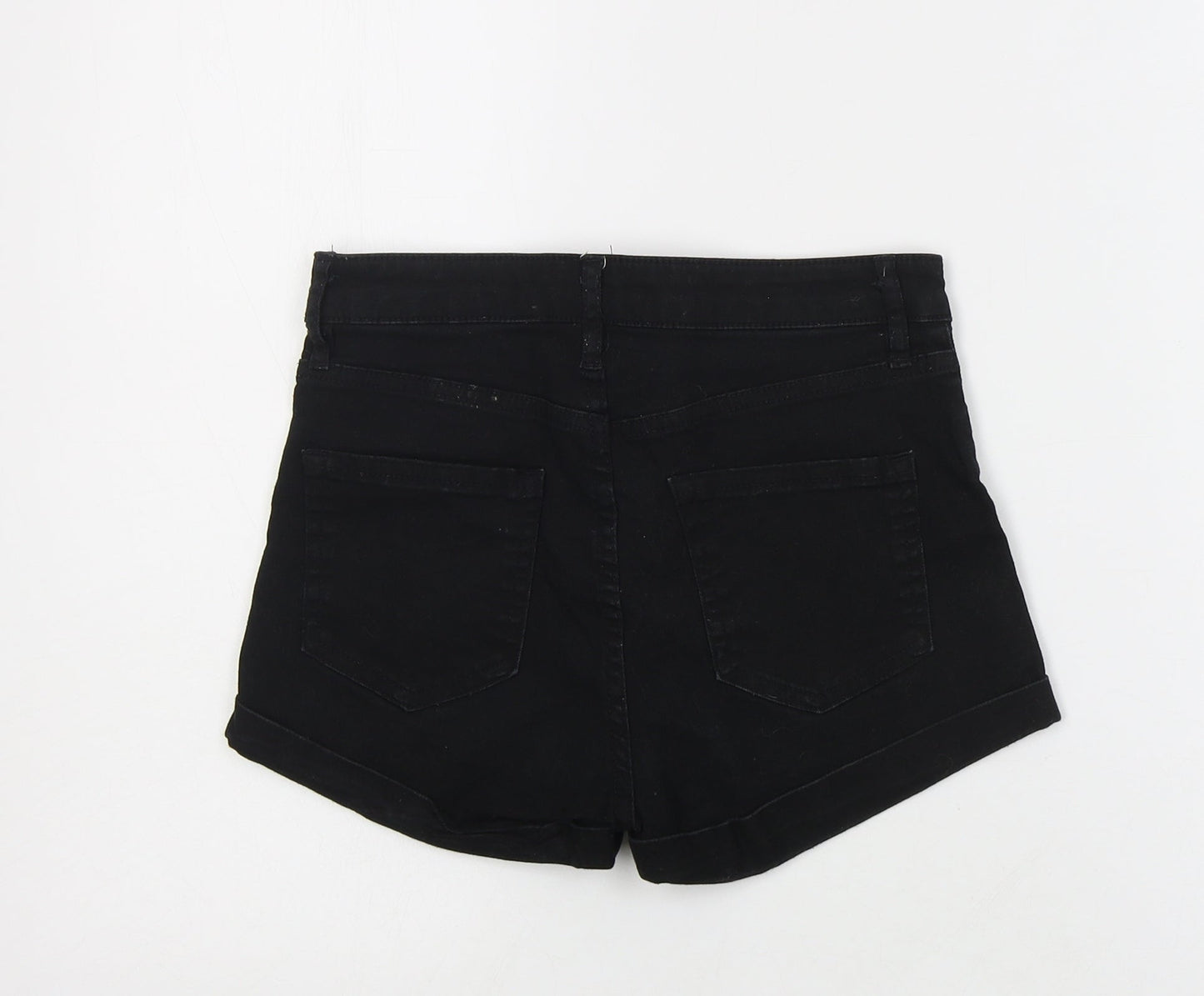 H&M Womens Black  Cotton Cut-Off Shorts Size 4  Regular Zip