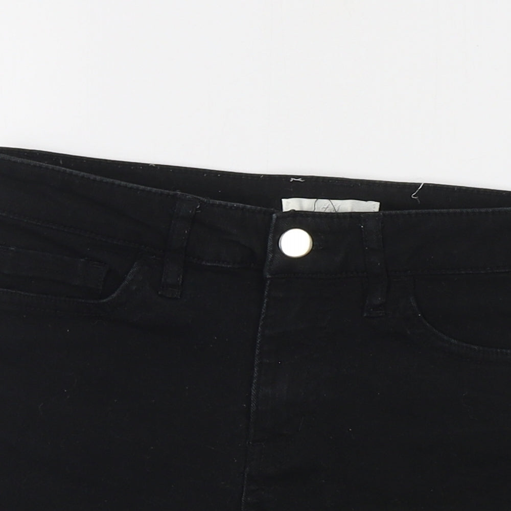 H&M Womens Black  Cotton Cut-Off Shorts Size 4  Regular Zip