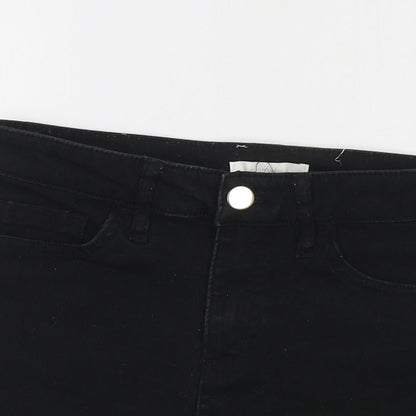 H&M Womens Black  Cotton Cut-Off Shorts Size 4  Regular Zip