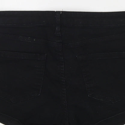 H&M Womens Black  Cotton Cut-Off Shorts Size 4  Regular Zip