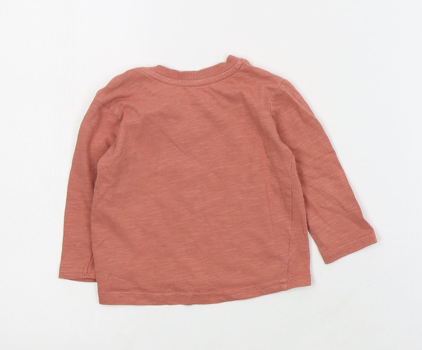 Primark Baby Pink  Cotton Basic T-Shirt Size 6-9 Months Crew Neck Snap - Slogan
