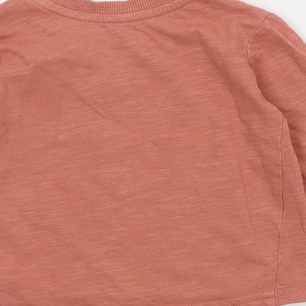 Primark Baby Pink  Cotton Basic T-Shirt Size 6-9 Months Crew Neck Snap - Slogan