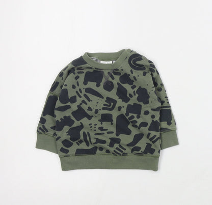 NEXT Baby Green Geometric Cotton Pullover Jumper Size 6-9 Months  Snap