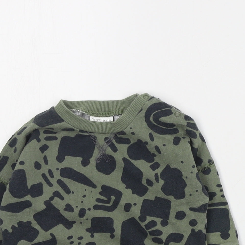 NEXT Baby Green Geometric Cotton Pullover Jumper Size 6-9 Months  Snap