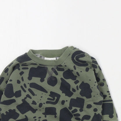 NEXT Baby Green Geometric Cotton Pullover Jumper Size 6-9 Months  Snap