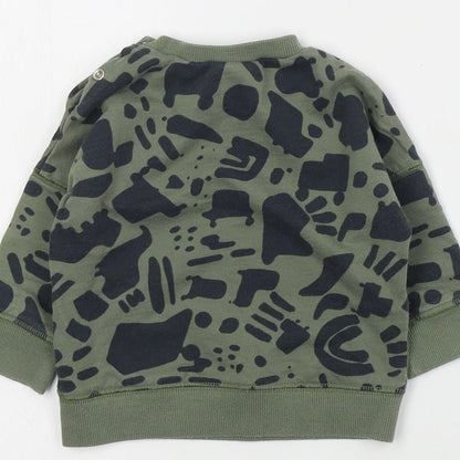 NEXT Baby Green Geometric Cotton Pullover Jumper Size 6-9 Months  Snap