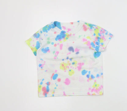 Hanes Girls Multicoloured  Cotton Basic T-Shirt Size XS Crew Neck Pullover - Tie-dye