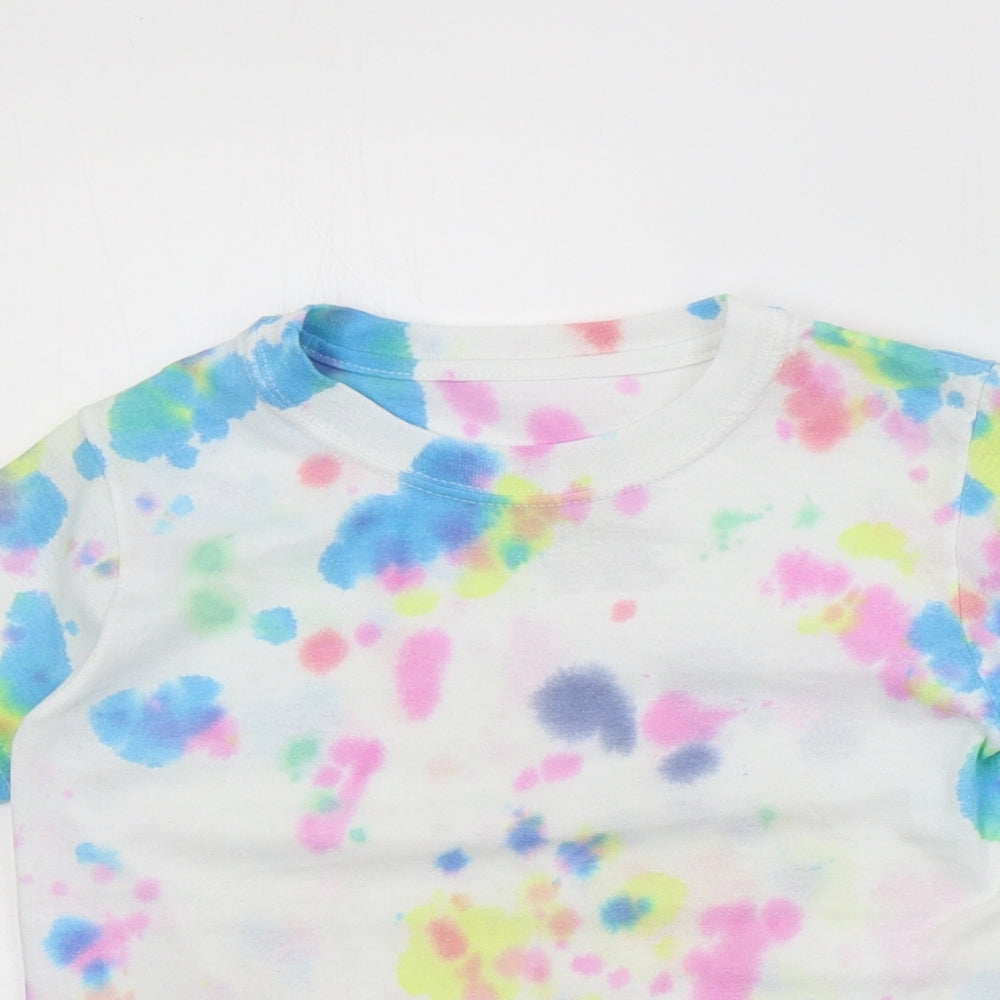 Hanes Girls Multicoloured  Cotton Basic T-Shirt Size XS Crew Neck Pullover - Tie-dye
