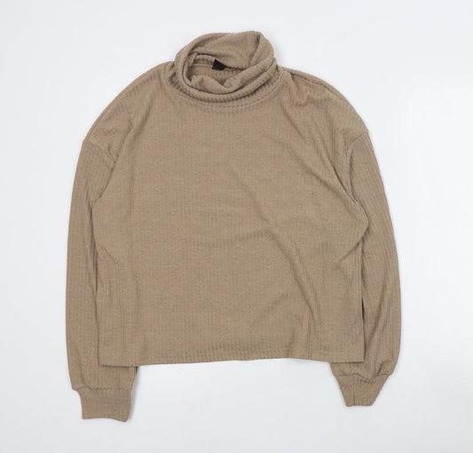 SheIn Womens Brown Roll Neck  Polyester Pullover Jumper Size L