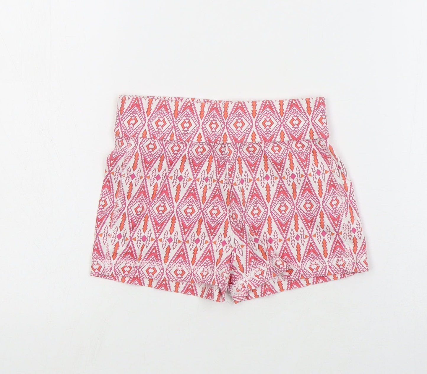 Dunnes Girls Red Geometric Cotton Hot Pants Shorts Size 5 Years  Regular