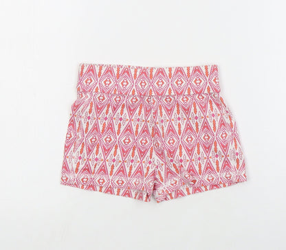 Dunnes Girls Red Geometric Cotton Hot Pants Shorts Size 5 Years  Regular