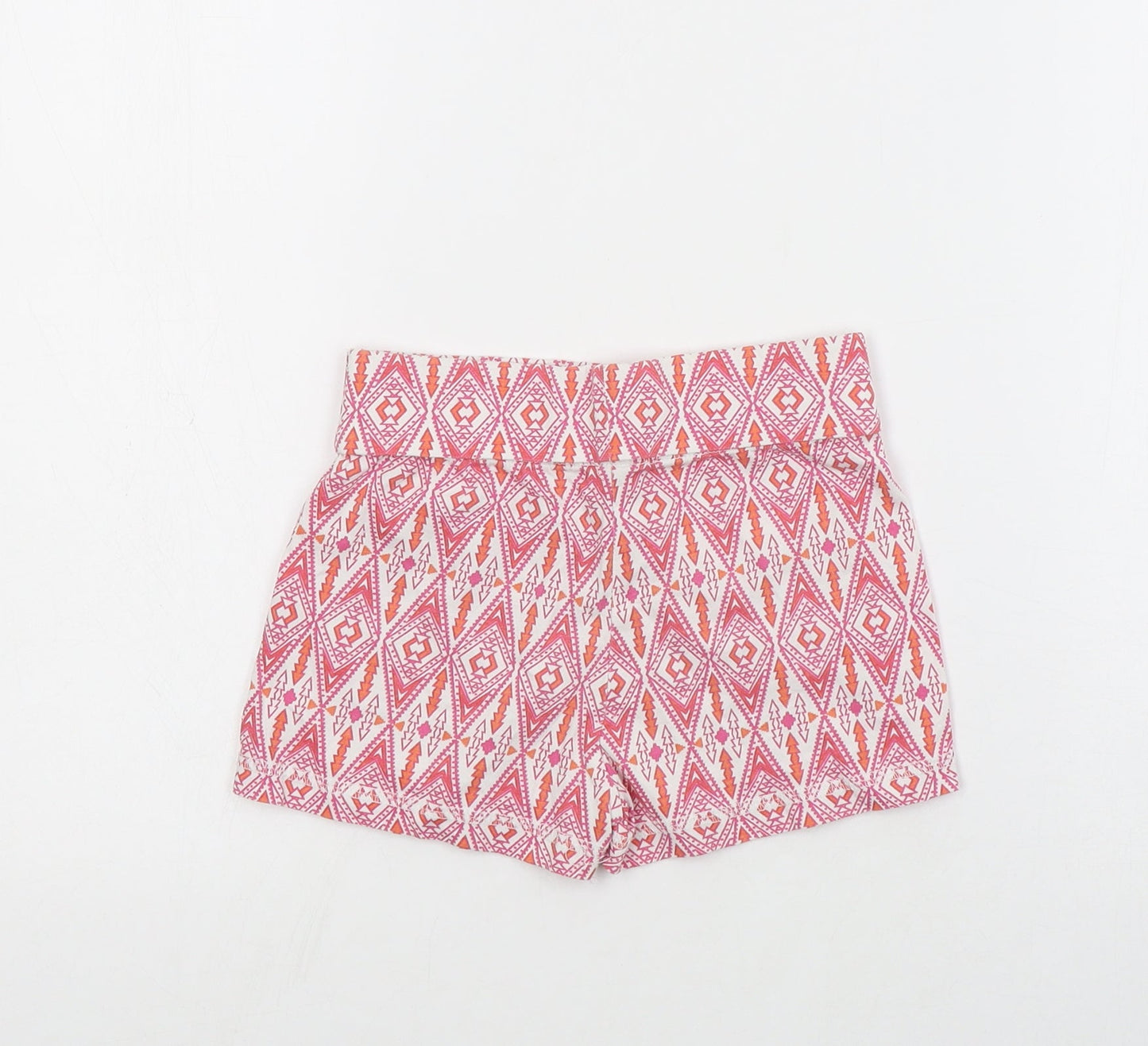 Dunnes Girls Red Geometric Cotton Hot Pants Shorts Size 5 Years  Regular