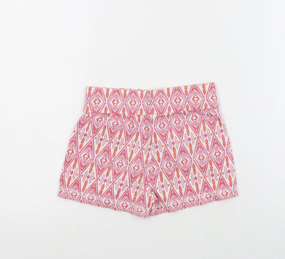 Dunnes Girls Red Geometric Cotton Hot Pants Shorts Size 5 Years  Regular