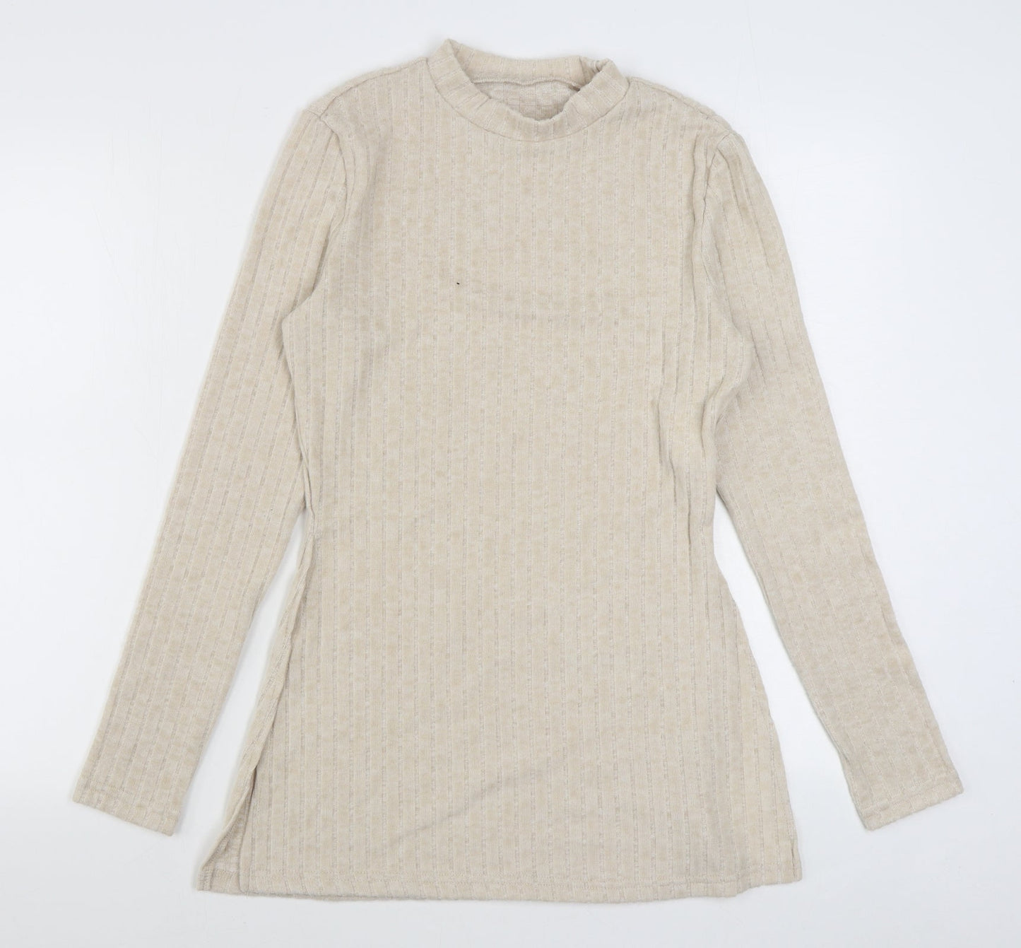 SheIn Womens Beige Round Neck  Polyester Pullover Jumper Size L