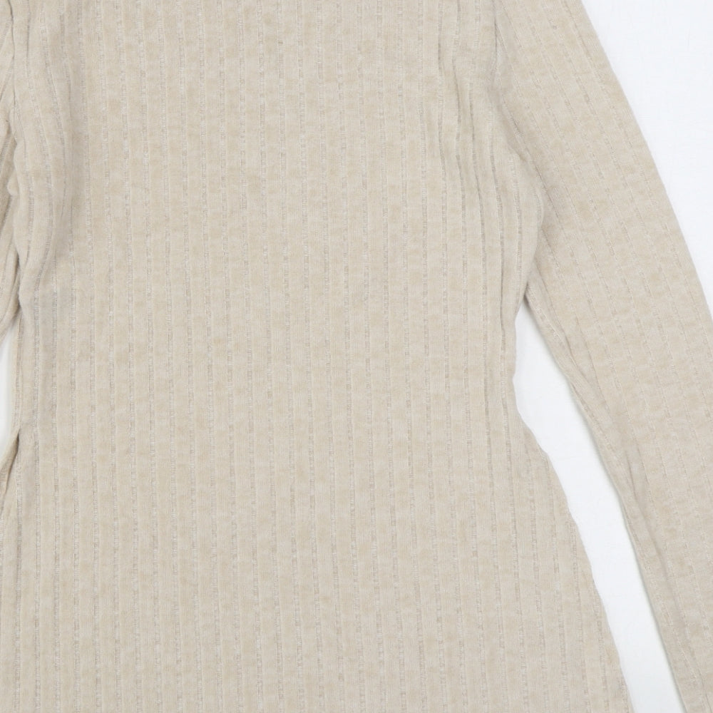 SheIn Womens Beige Round Neck  Polyester Pullover Jumper Size L