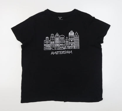 Primark Womens Black  100% Cotton Basic T-Shirt Size XL Round Neck
