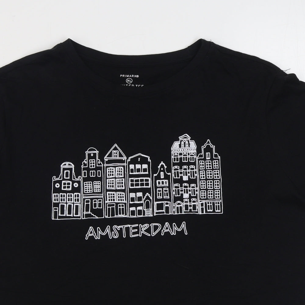 Primark Womens Black  100% Cotton Basic T-Shirt Size XL Round Neck