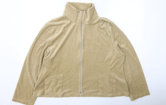 David Nieper Womens Gold High Neck  Cotton Full Zip Jumper Size 2XL