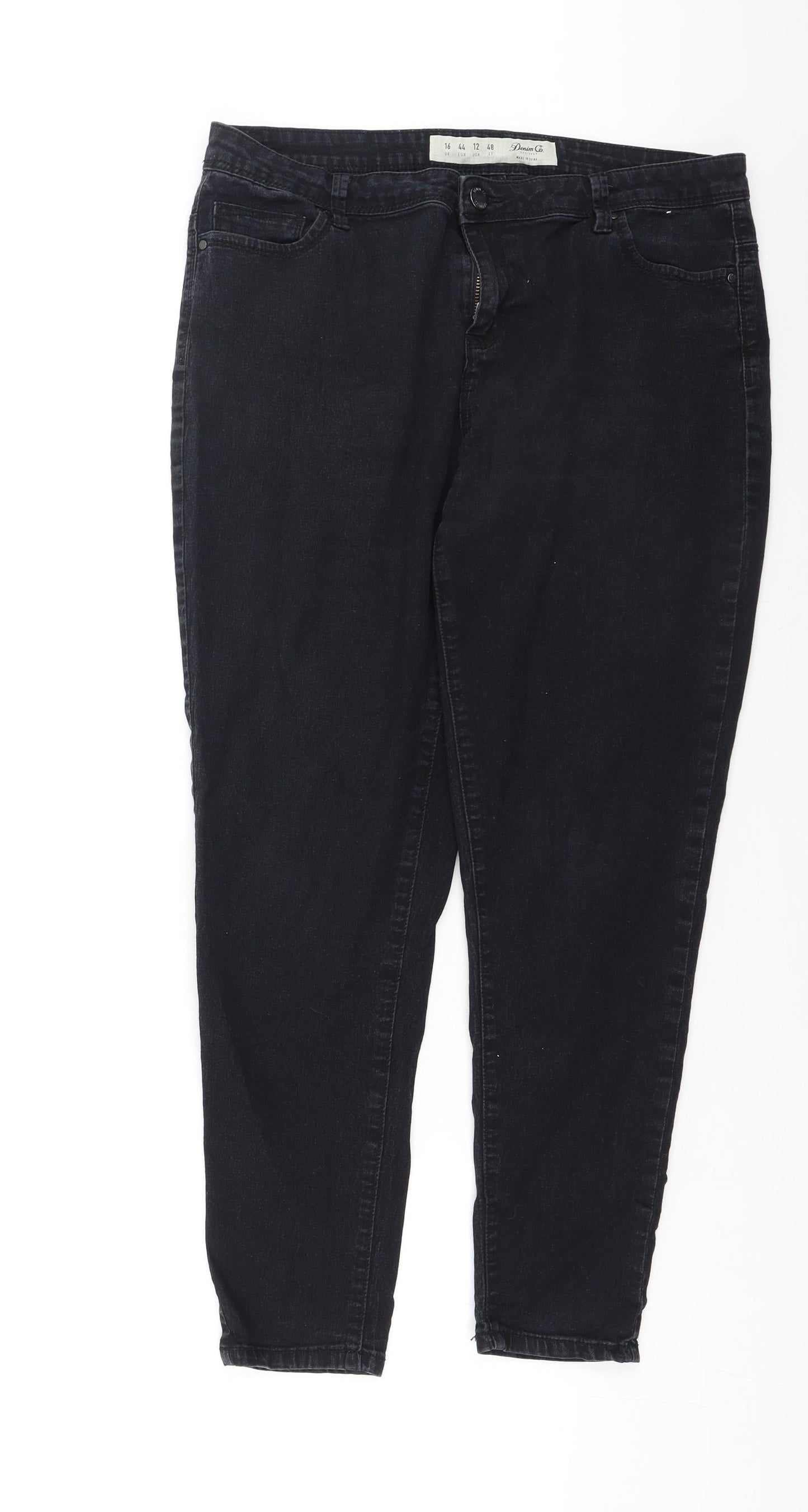 Denim & Co. Womens Black  Cotton Straight Jeans Size 14 L26 in Regular