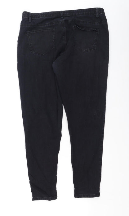 Denim & Co. Womens Black  Cotton Straight Jeans Size 14 L26 in Regular