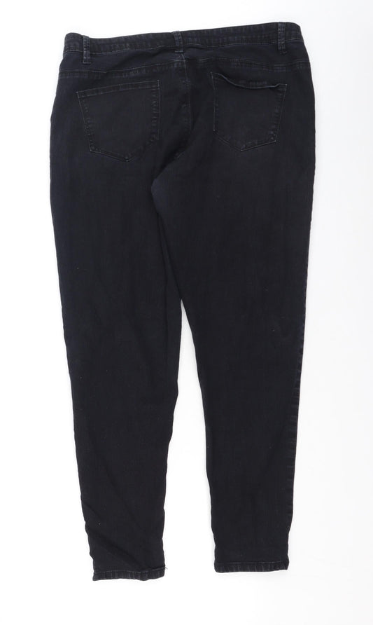 Denim & Co. Womens Black  Cotton Straight Jeans Size 14 L26 in Regular