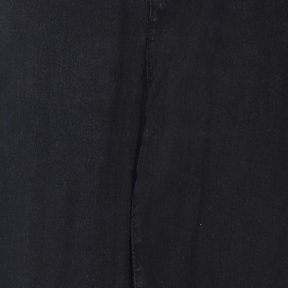 Denim & Co. Womens Black  Cotton Straight Jeans Size 14 L26 in Regular