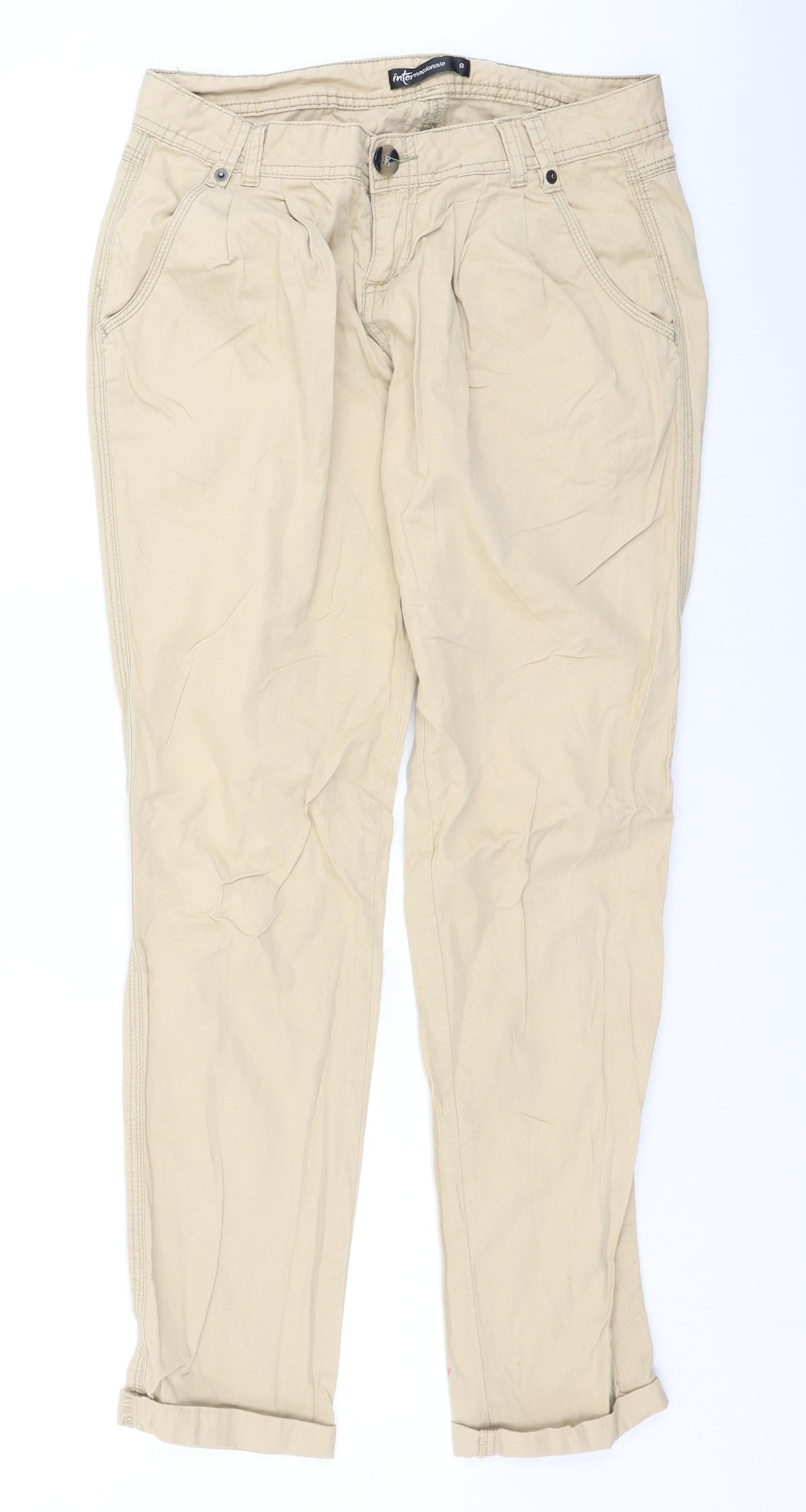 International Womens Brown  Cotton Trousers  Size 8 L28 in Regular
