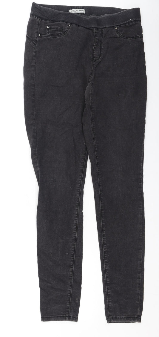 Denim & Co. Womens Black  Cotton Skinny Jeans Size 12 L27 in Regular
